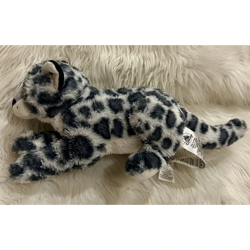 Disney Snow Leopard Plush Stuffed Animal Black‎ Gray White Sitting 14
